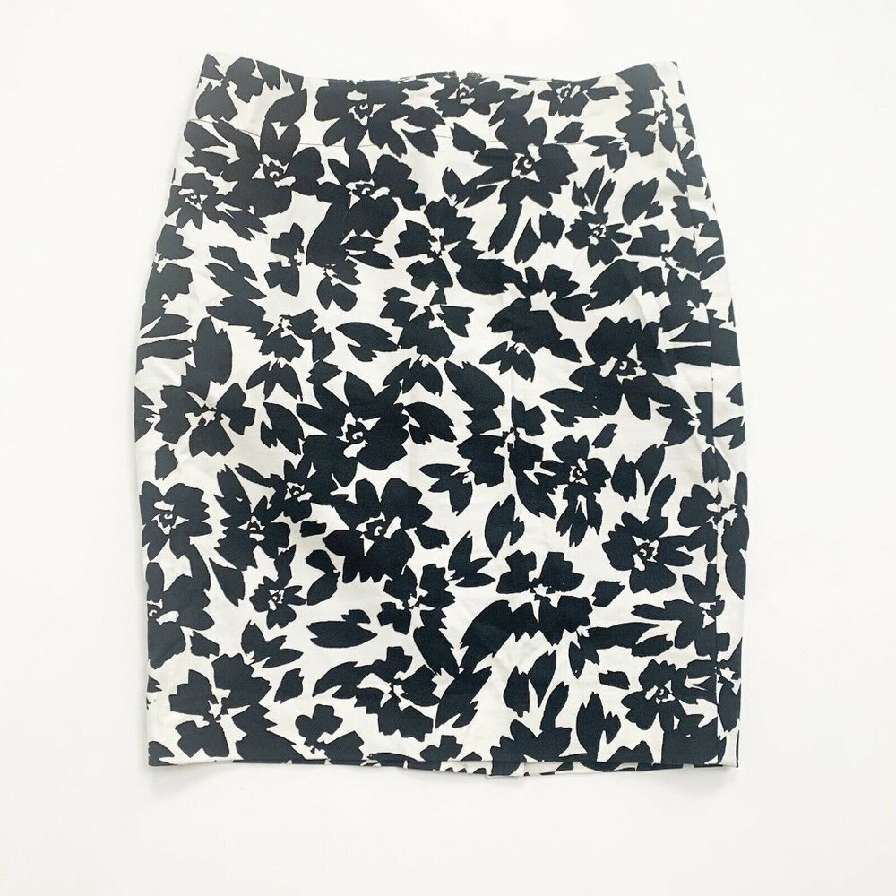 Ann Taylor Loft Black White Floral Skirt